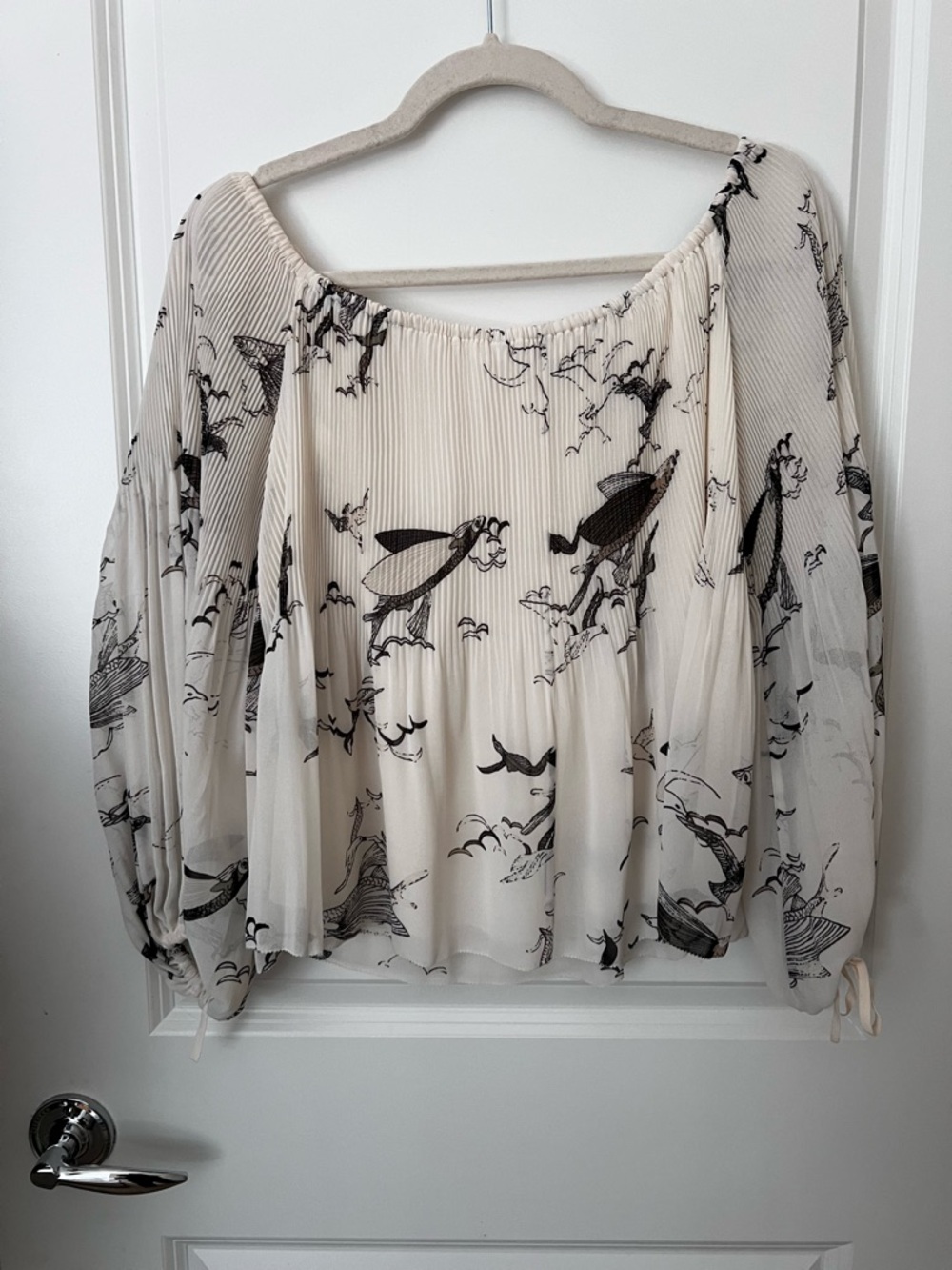 Aritzia Wilfred Talence Blouse (cream/black) - Picture 6 of 9